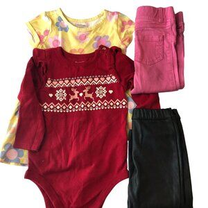 Baby Girls 18m 4 Piece Clothing Lot Dress Pants One Piece Holiday Floral